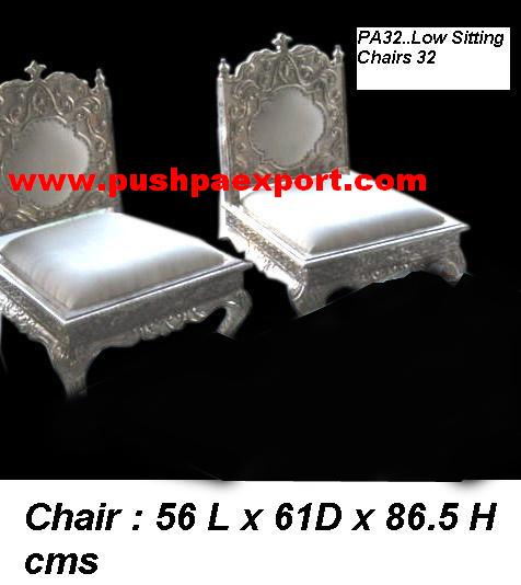 Silver Low Sitting Chair (Set of 2 Chairs)